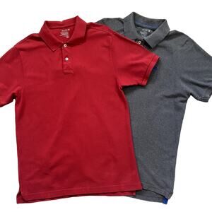 2 Old Navy Polos 100% Cotton Red and Gray Size Medium